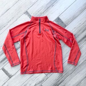 Under Armour Orange Quarter Zip Cold Gear Shirt - size Large